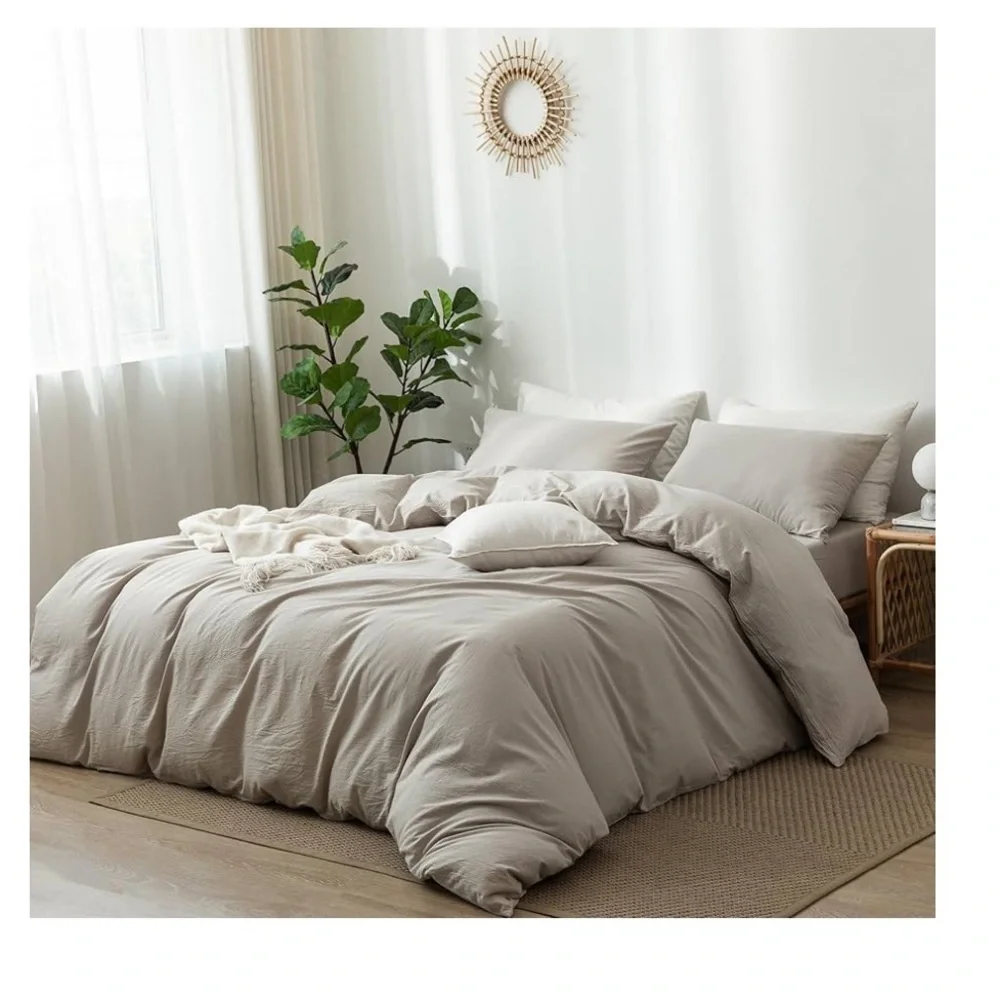Duvet Cover Set Gray Size Queen Home Bed Covers
